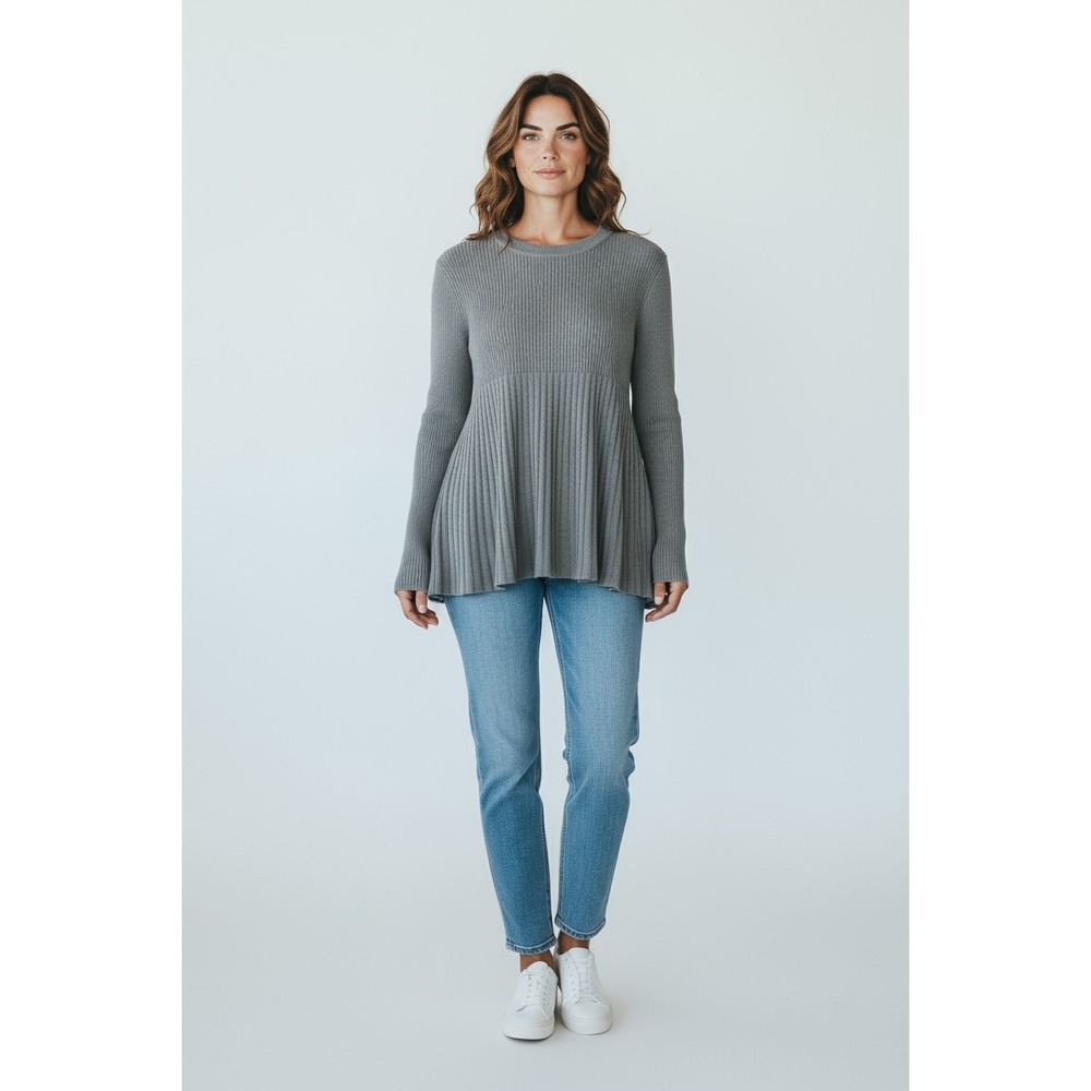 Cable & Gauge Women's M Ribbed Knit Sweater Long Sleeve Top Classic Style